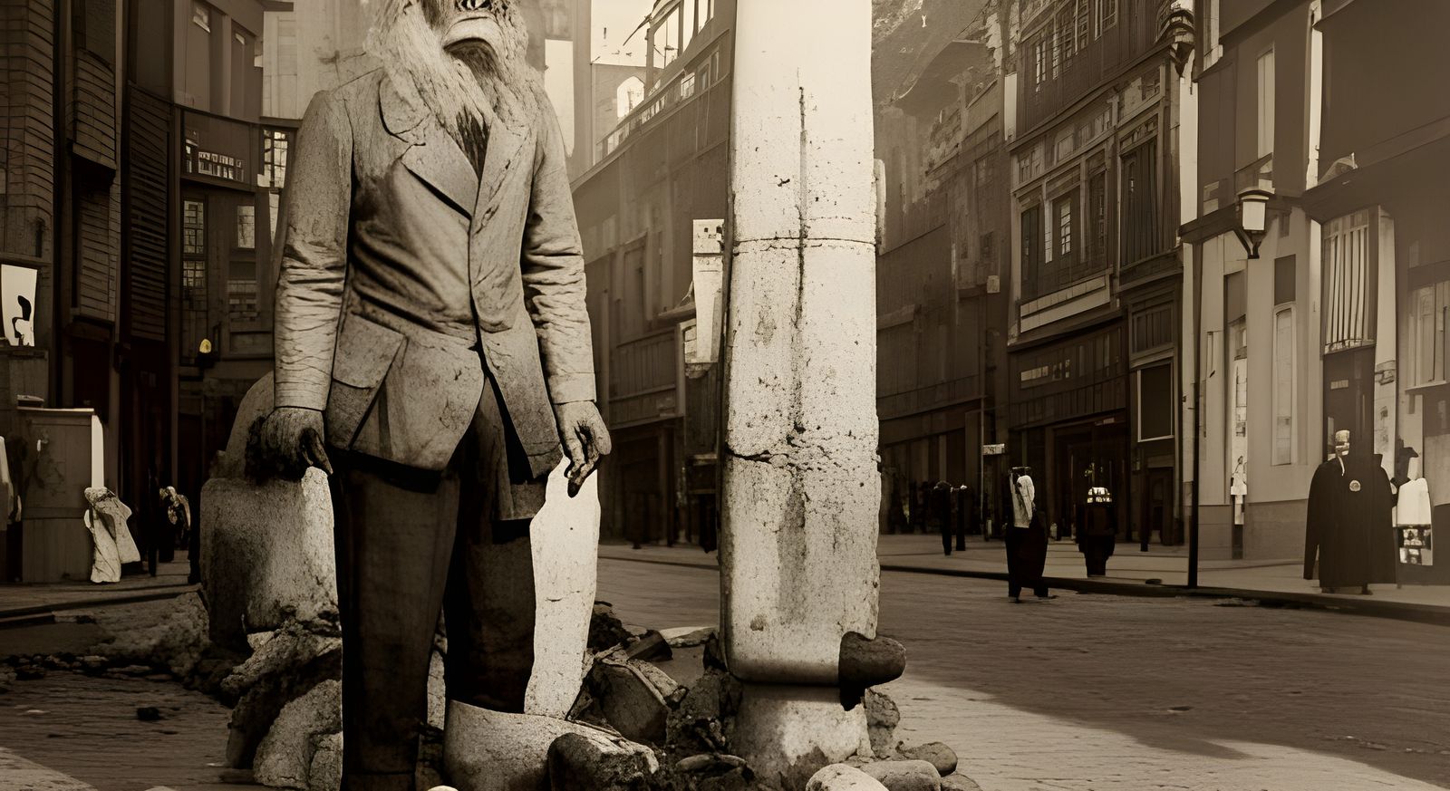 Frankestein Monster in 1920 year at Barcelona city