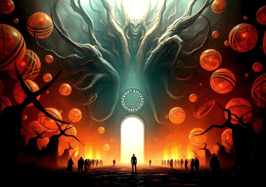 Cosmic Entity Opens Gateway: Dark Fantasy Art