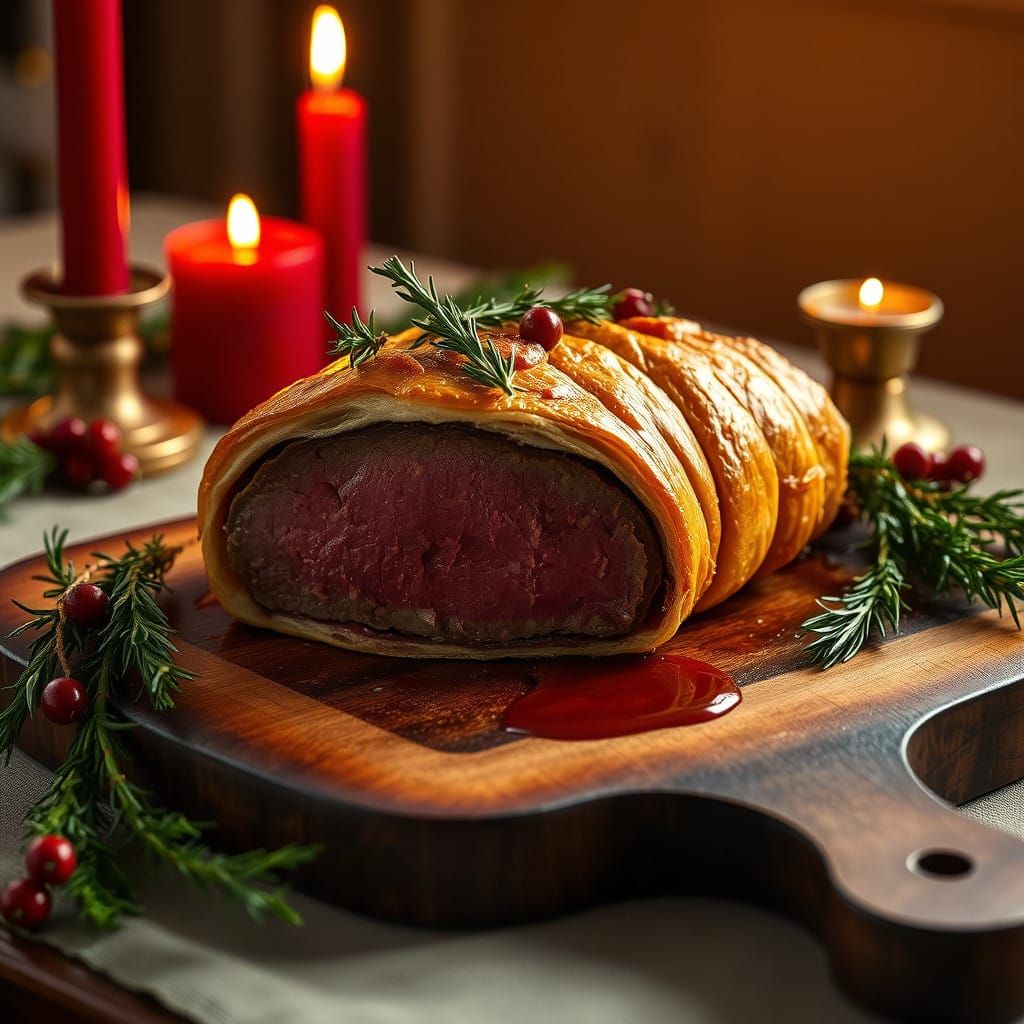Christmas Beef Wellington in Warm Winter Light