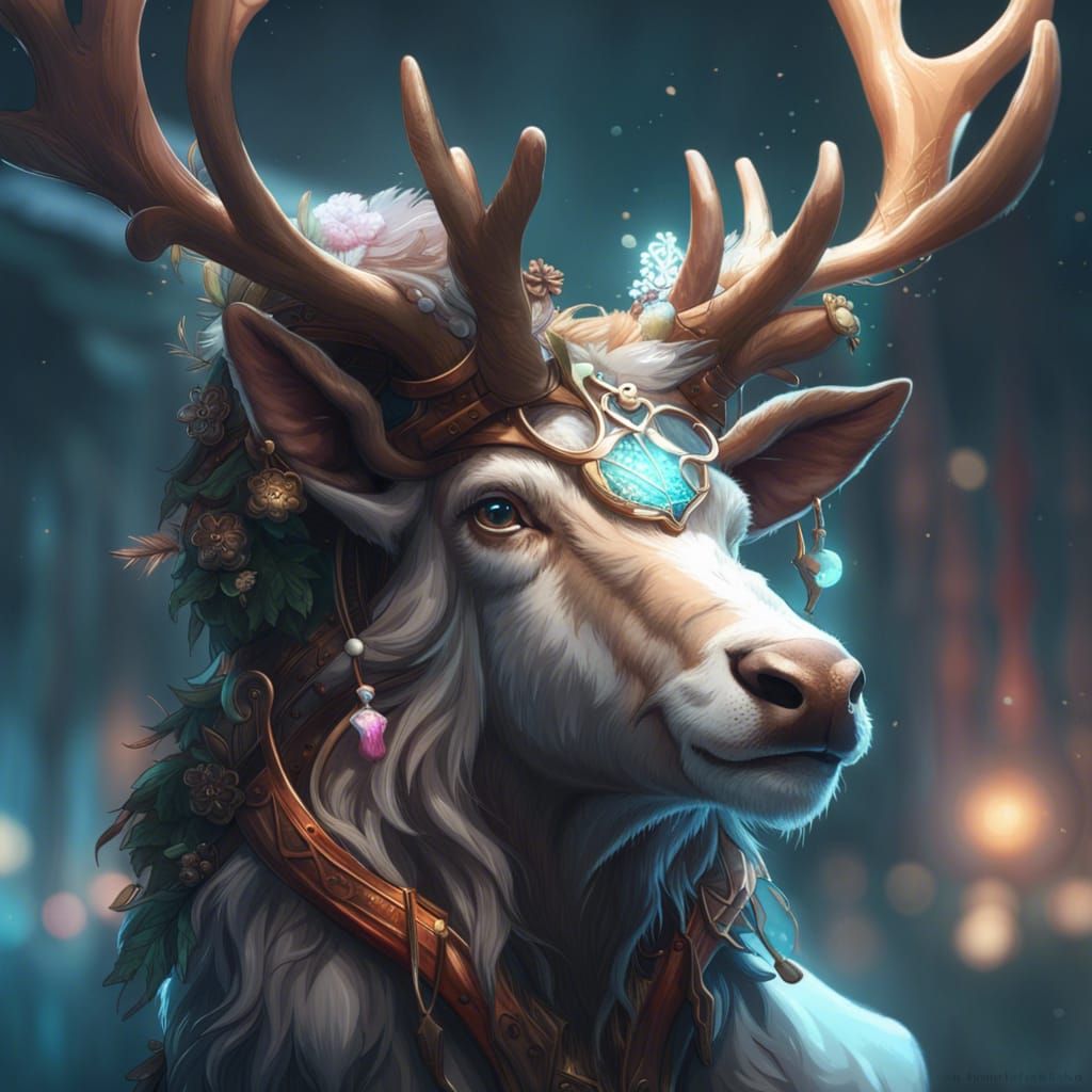 Reindeer Beastkin Portrait in Hyperdetailed Digital Art