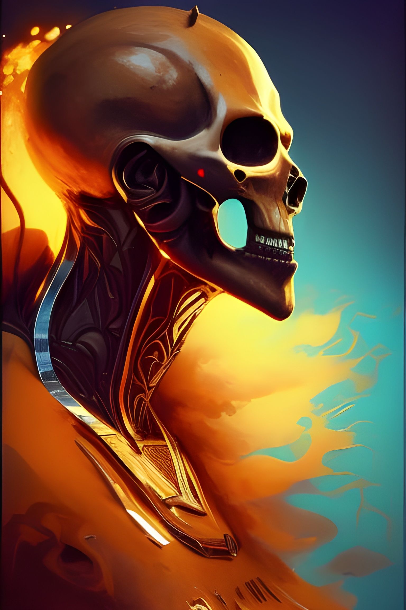 Ghost Rider Egyptian Portrait: Hyperdetailed Concept Art