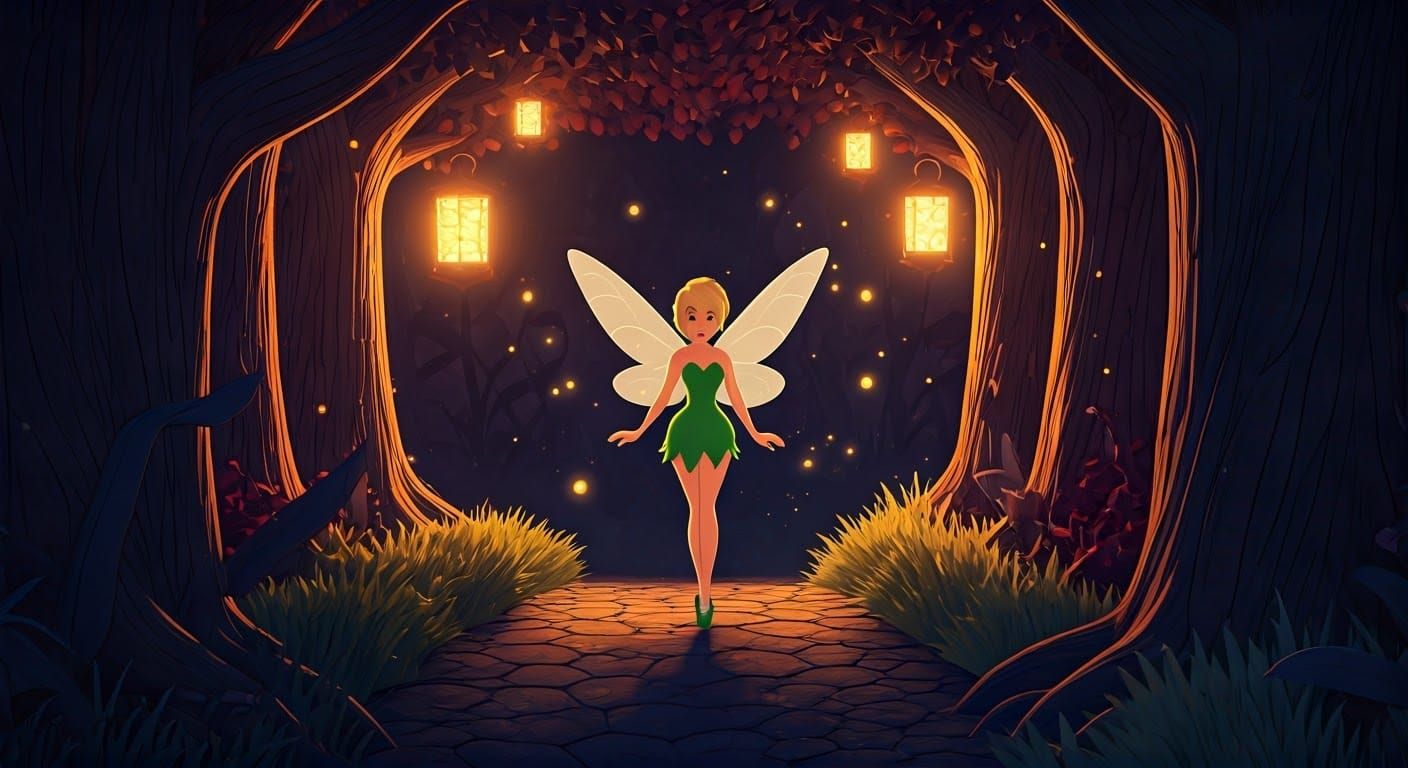Enchanted Fairy in Forest, Disney Style Illustration