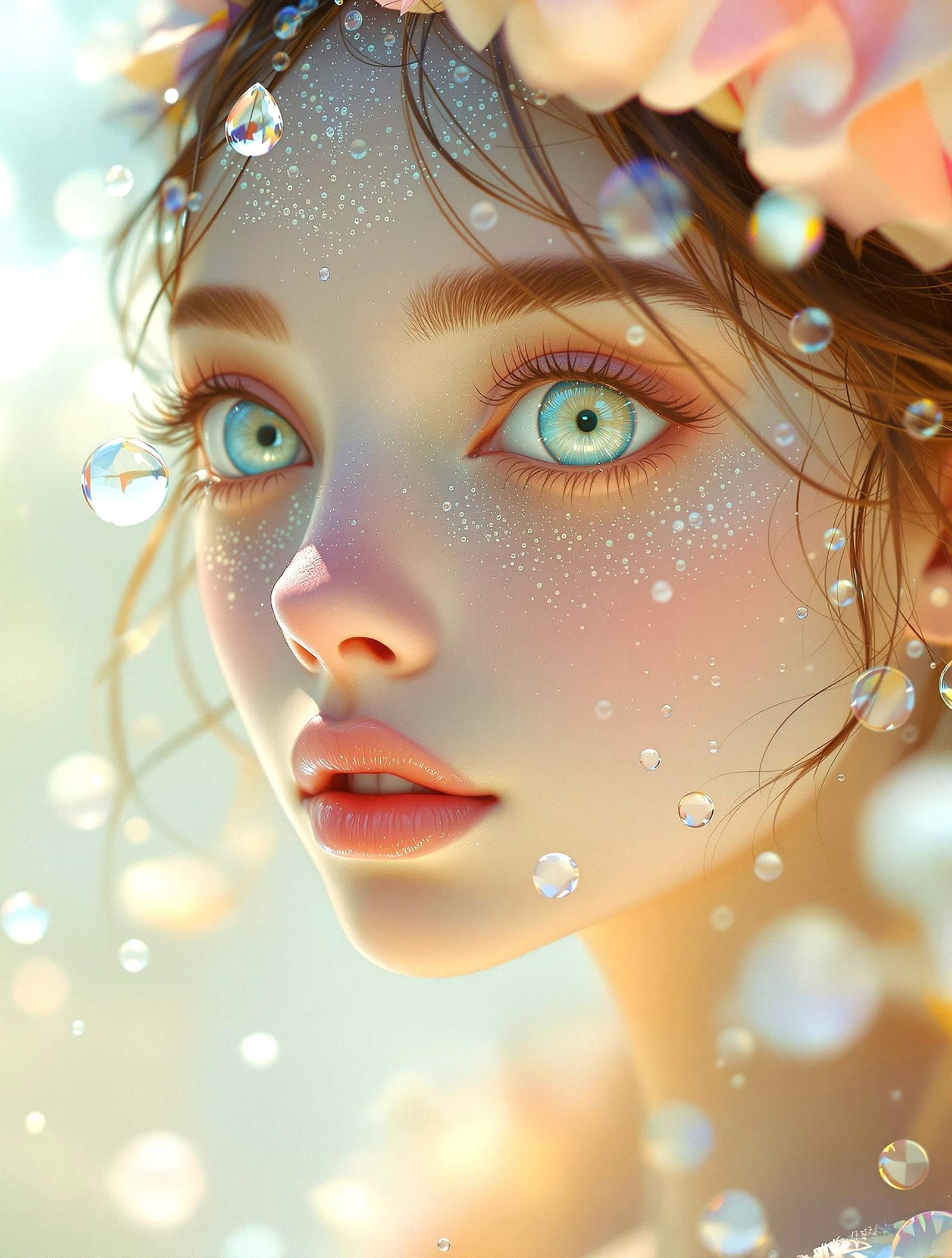 Ethereal Fairytale Character with Liquid Eyes