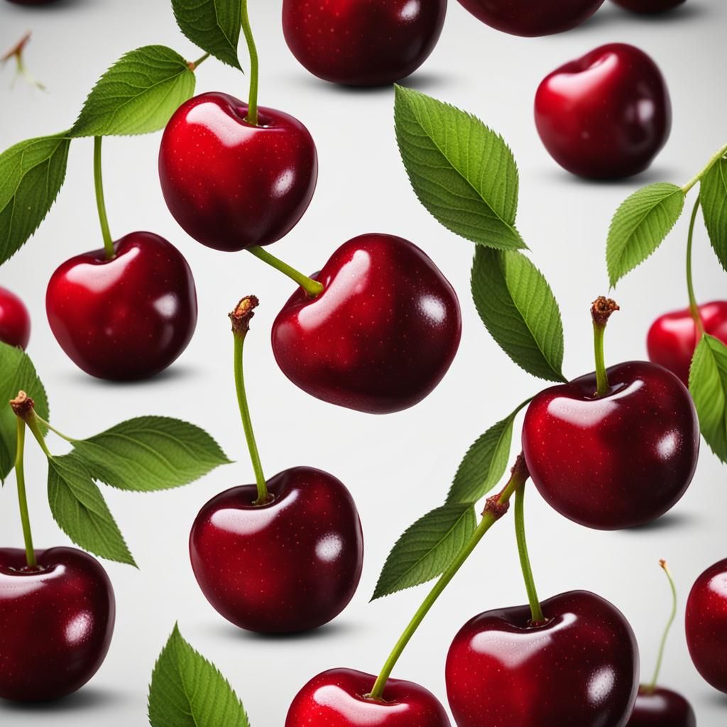 Plump Juicy Cherries in Hyperrealistic Detail