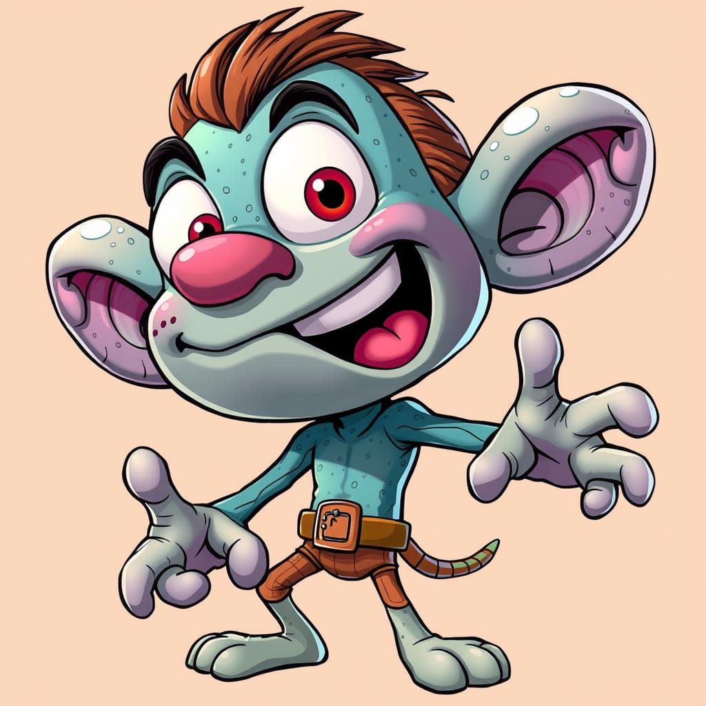 Dynamic Cartoon Character in Whimsical Style