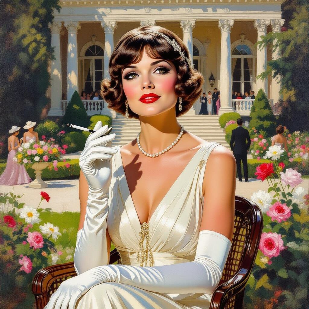 Cindy Williams as Daisy Buchanan in 1920s Garden Party Style