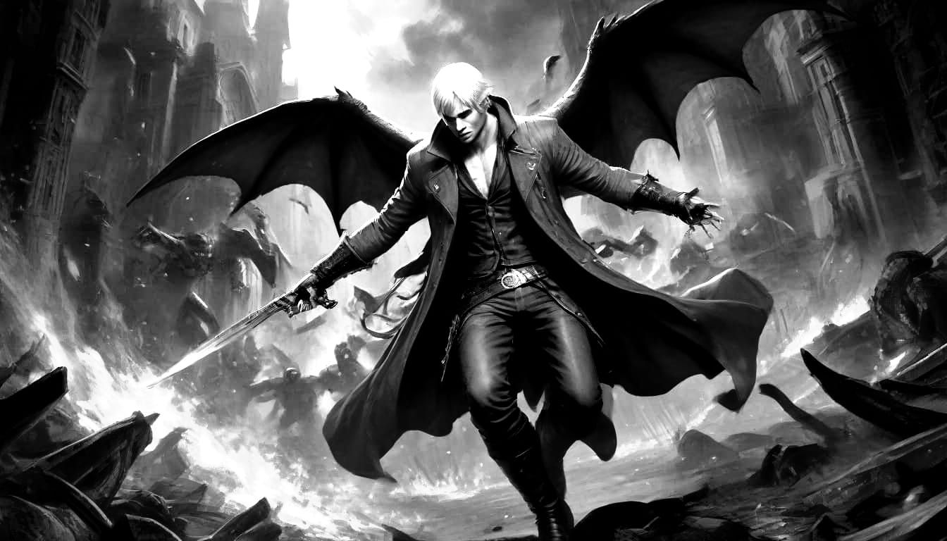 Dante Engages Demons in Epic Hellish Battle in Vibrant Paint...