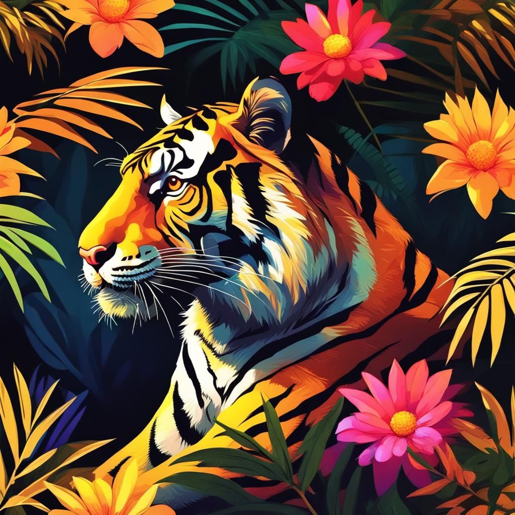 Tiger in Jungle with Cel Shading