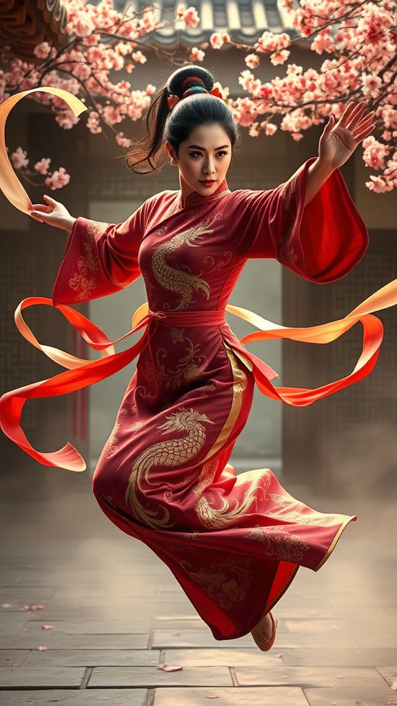 Michelle Yeoh: Graceful Martial Arts in Golden Light