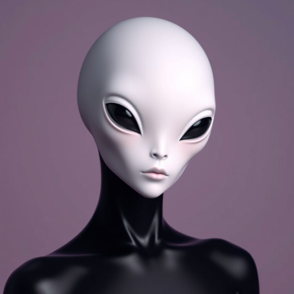 Smooth Porcelain-White Humanoid in Glossy Black Bodysuit