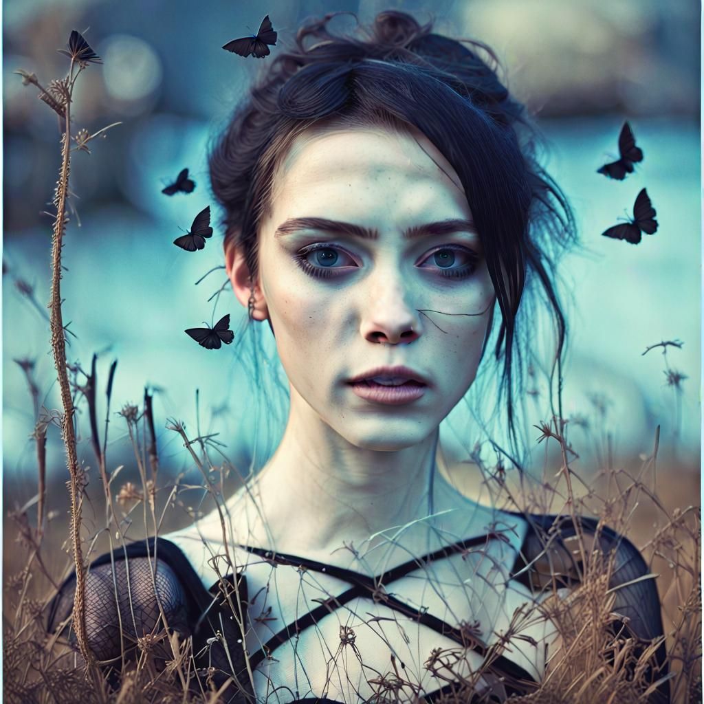 Ethereal Woman in Post-Apocalyptic Summerscape