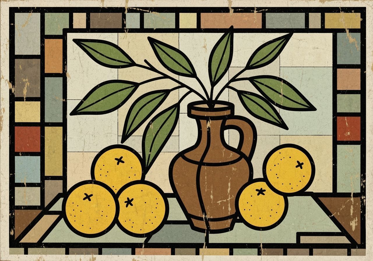 Cubist Still Life with Oranges and Vase