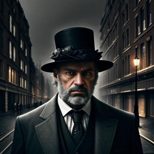 Hyperrealistic Gentleman in Moody London Cityscape