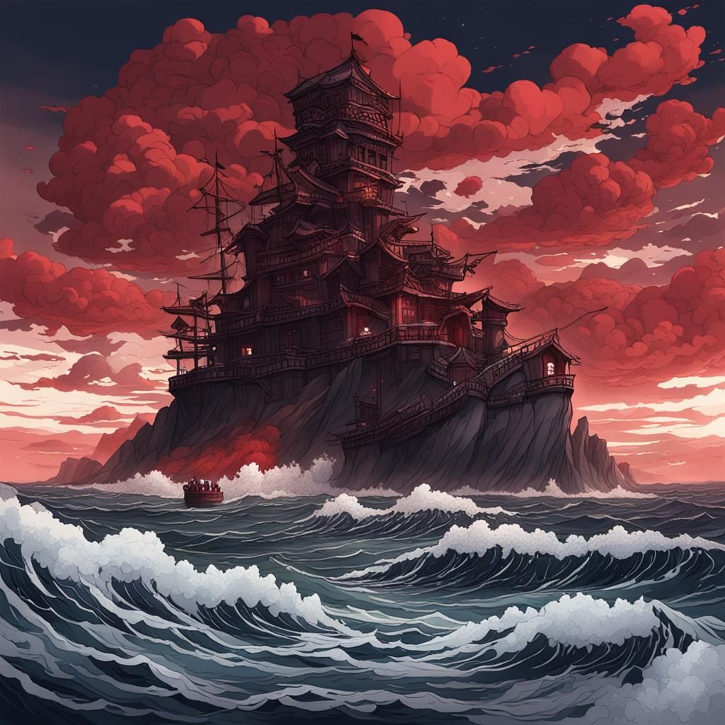Kraken in Anime Style on a Stormy Sea