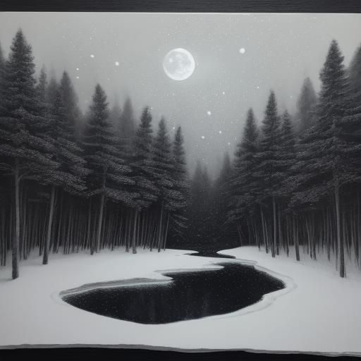 Fox Kit Gazing at Night Sky: Charcoal Drawing