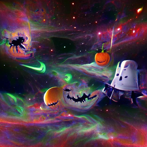 Halloween Jack-O'-Lantern Floating in Space