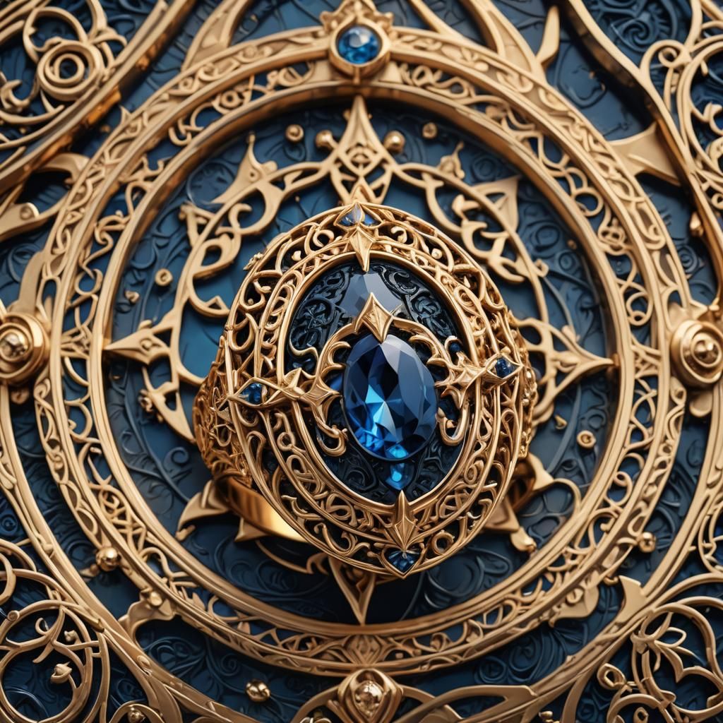 Mystical Gold Ring with Sefirot Symbols