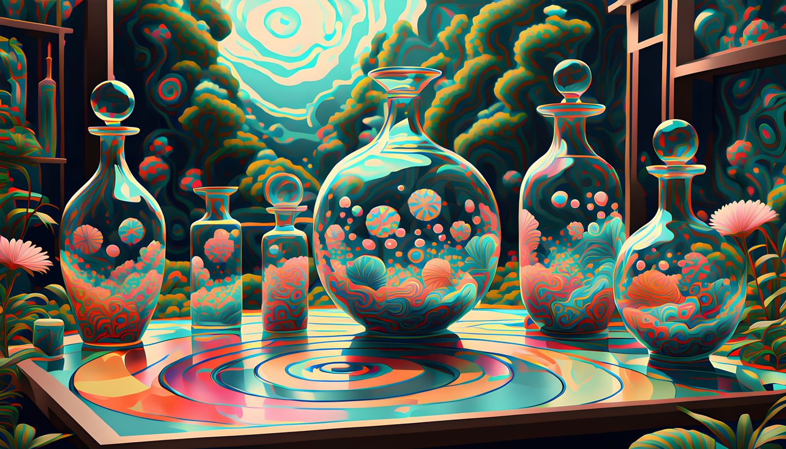 Whimsical Apothecary Scene in Vibrant Colors