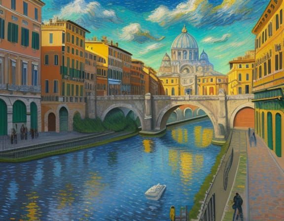 Expressionist Rome Cityscape in Vibrant Oil Paint