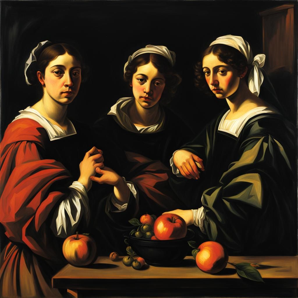 Young Woman Portrait in Caravaggio Style