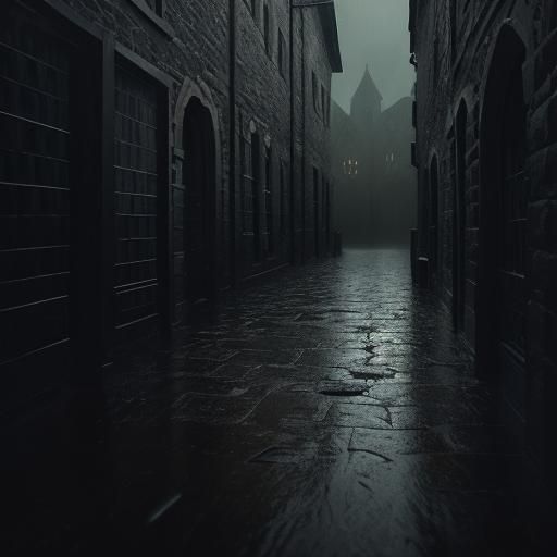 Moody Macro Photo of Winged Figure in Medieval Town