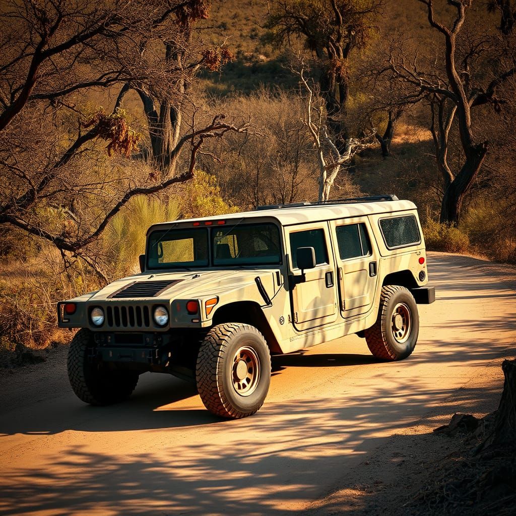 Worn Hummer 3 Amidst Twisted Chaparral Woods