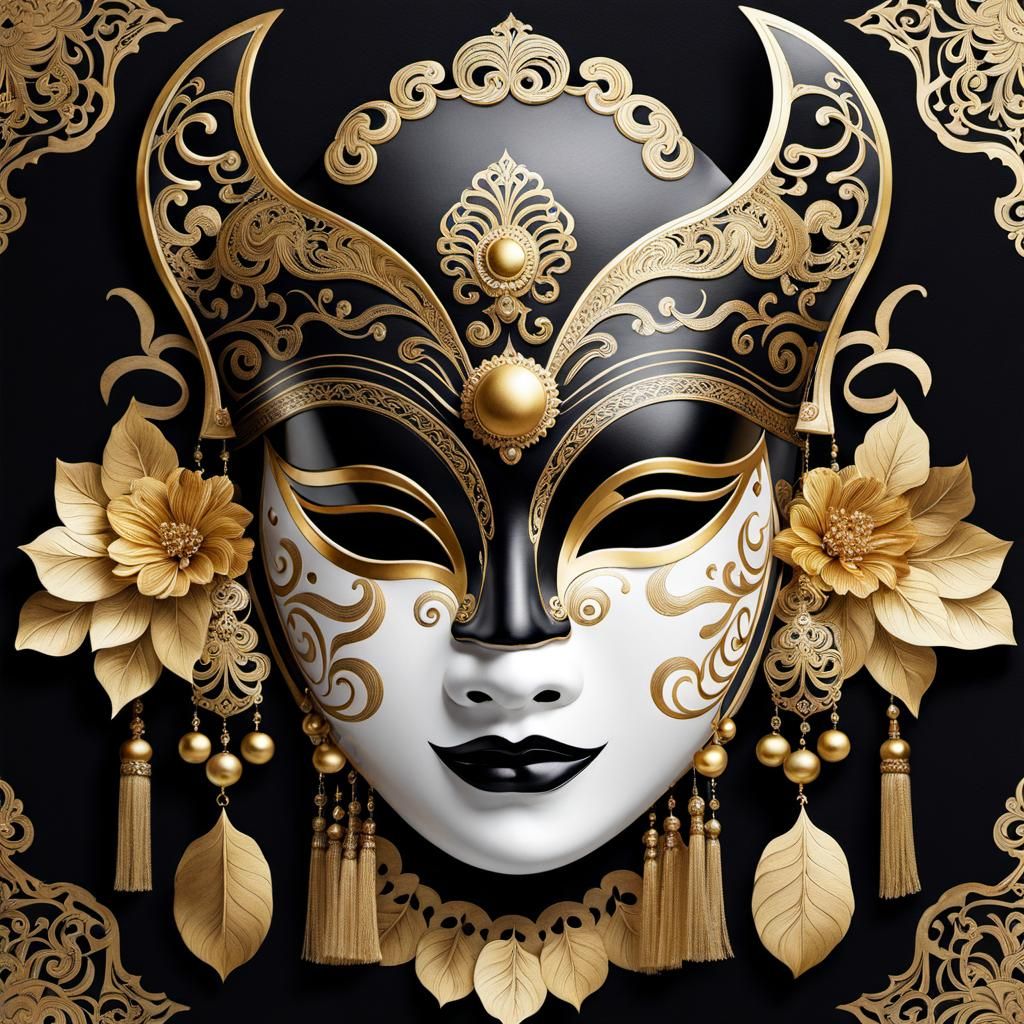 Enchanting Hanya Mask Watercolor Illustration