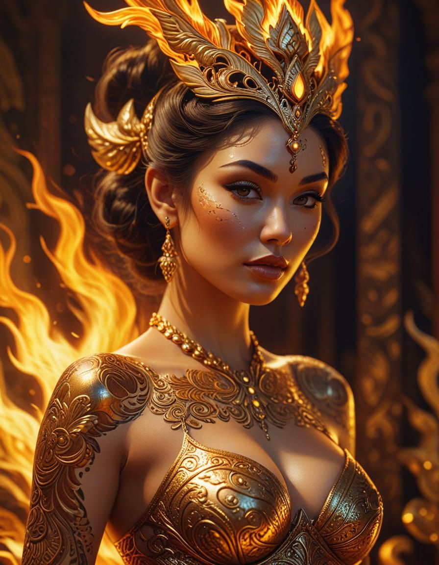 Voluptuous Goddess in Microkini: Vibrant Pin-Up Art