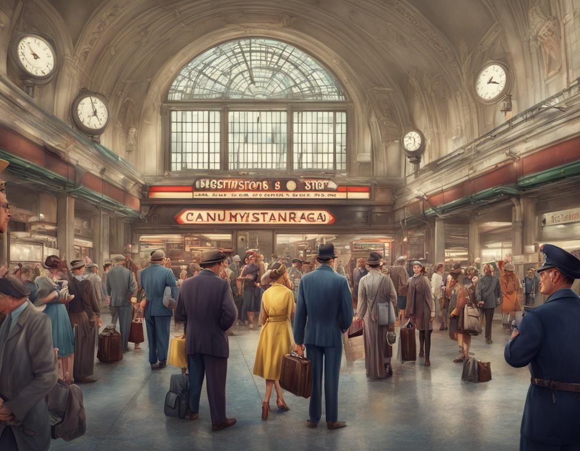 Chicago Union Station 1940s: Detailed Matte Painting