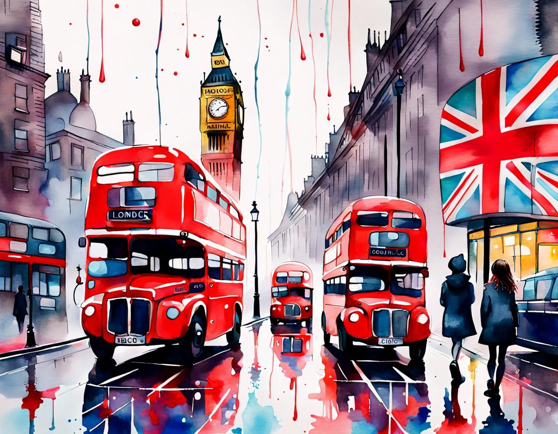 Dreamy Baby Girl's London Double Exposure Art