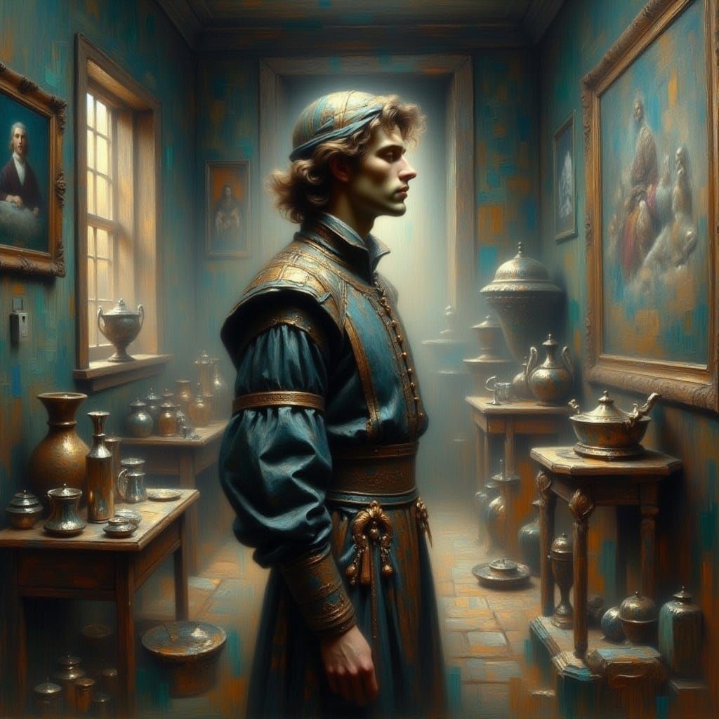 Man with Golden Leaf Dust Effect