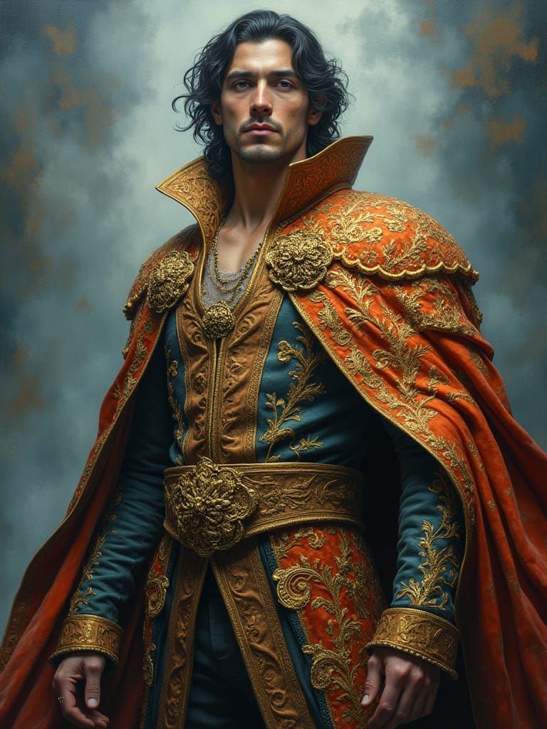 Dominance Rafael Santi cool colors complementary colors baroque romanticism quilling brocade filigree oil on canvas dept...