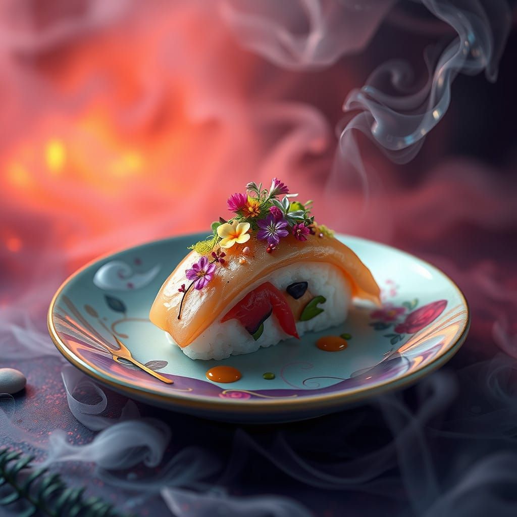 Whimsical Sushi Fantasy in Jewel-Toned Hues