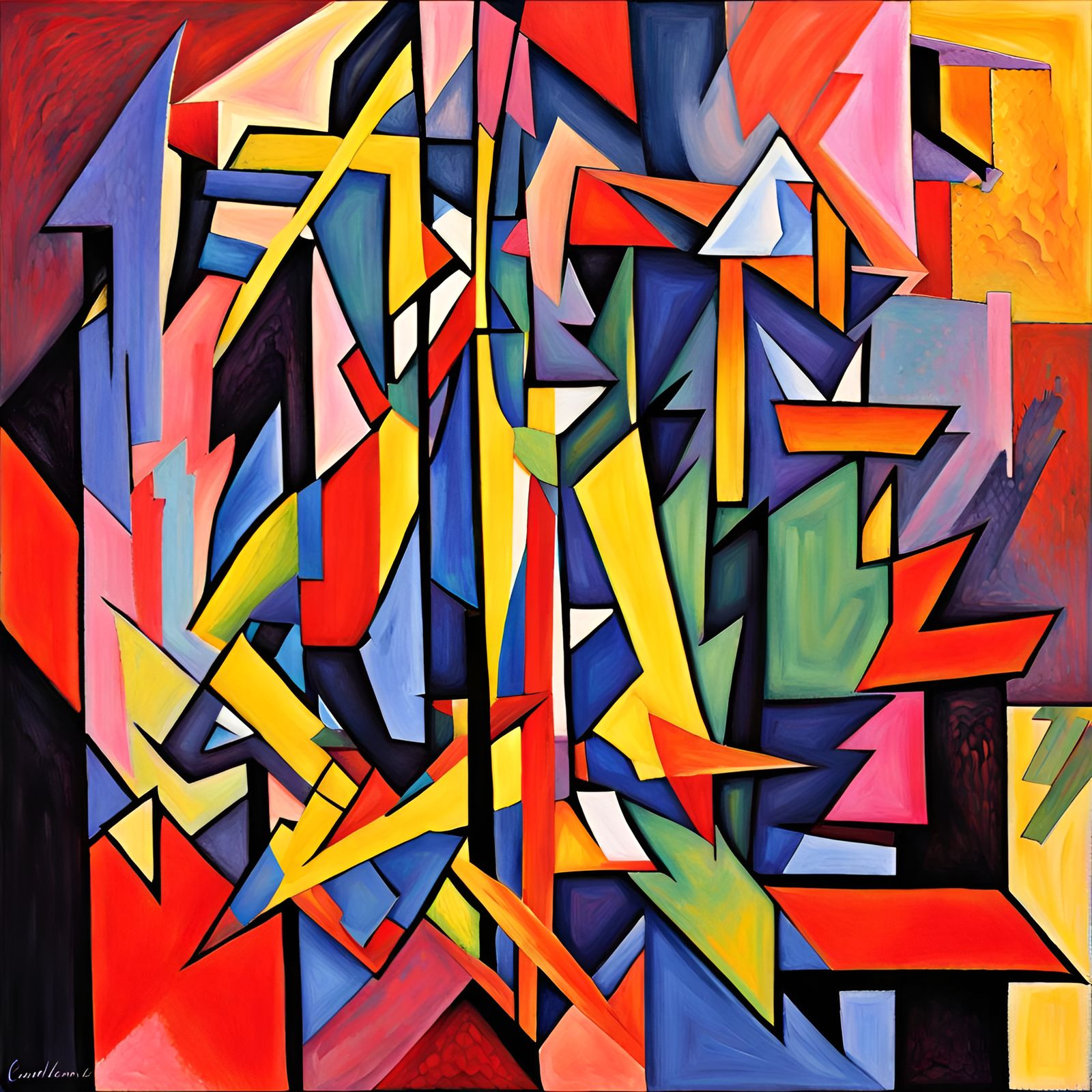 Abstract Punk Rocker in Gouache Style