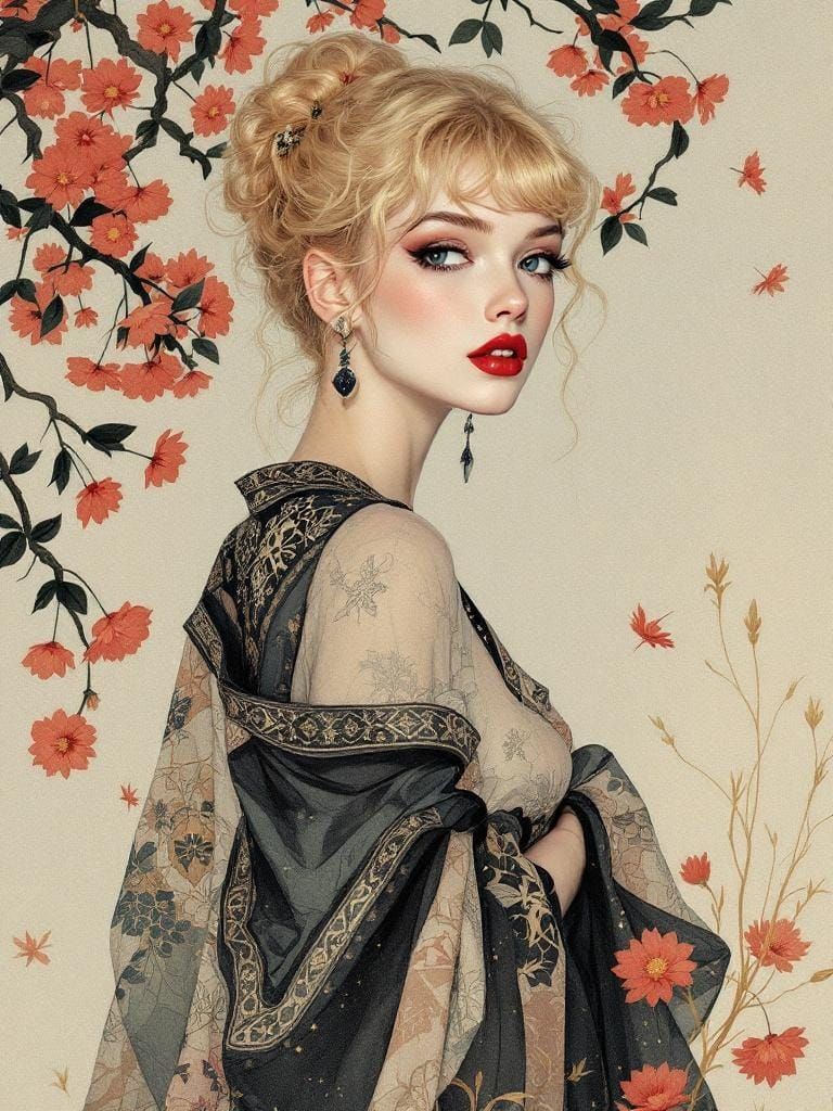 Woman in Ornate Robes, Inspired by Nielsen and Dulac