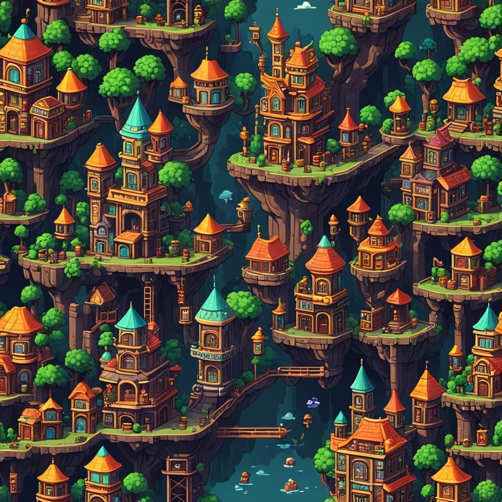 Fun Pixel Art City Background for Platformer