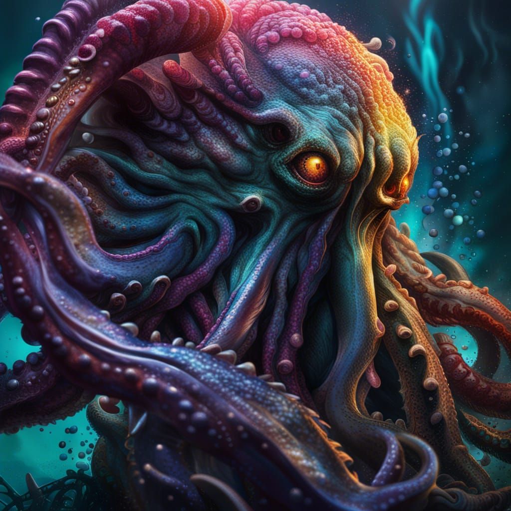 Hyperrealistic Kraken Splash Art Concept