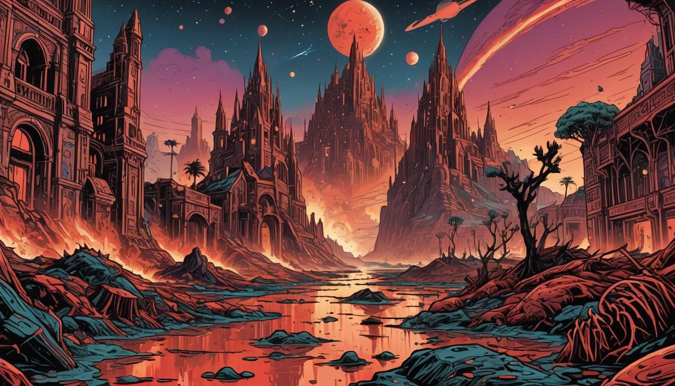 Mars Falling: Retro Comic Book Sci-Fi Art