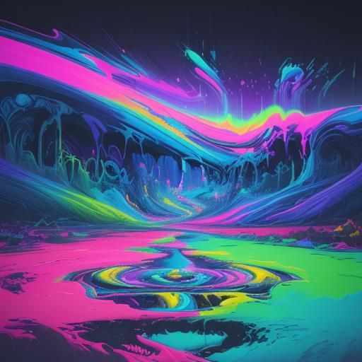 Neon Dreamscape: Surreal Digital Graffiti Art