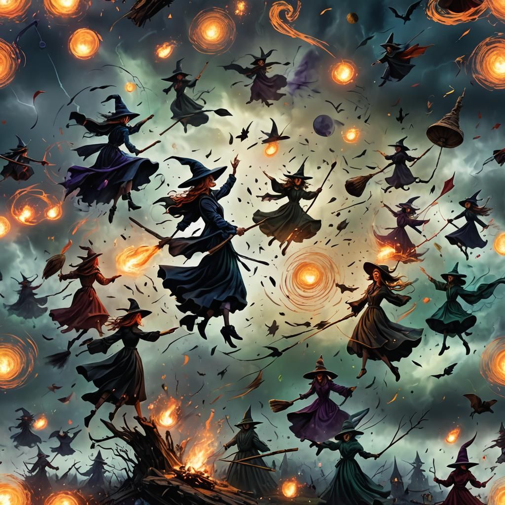 Witches' Coven with Spinning Discs: Matte Painting