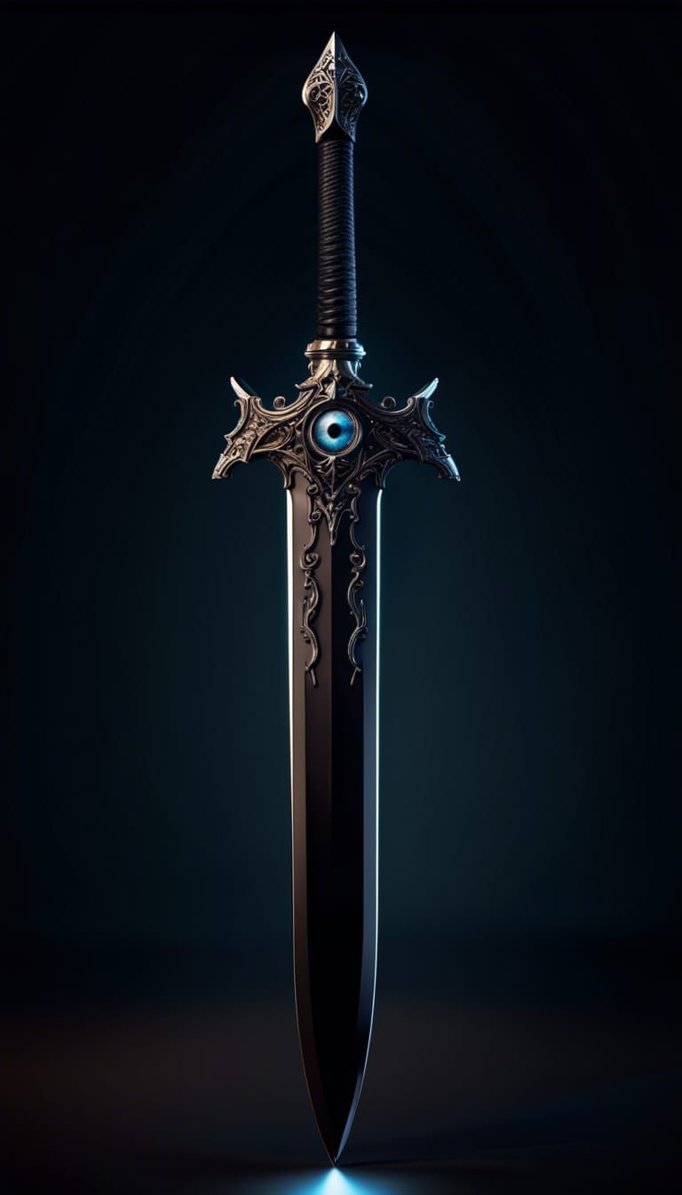 Sinister Black Sword with Mystical Eye in 3D