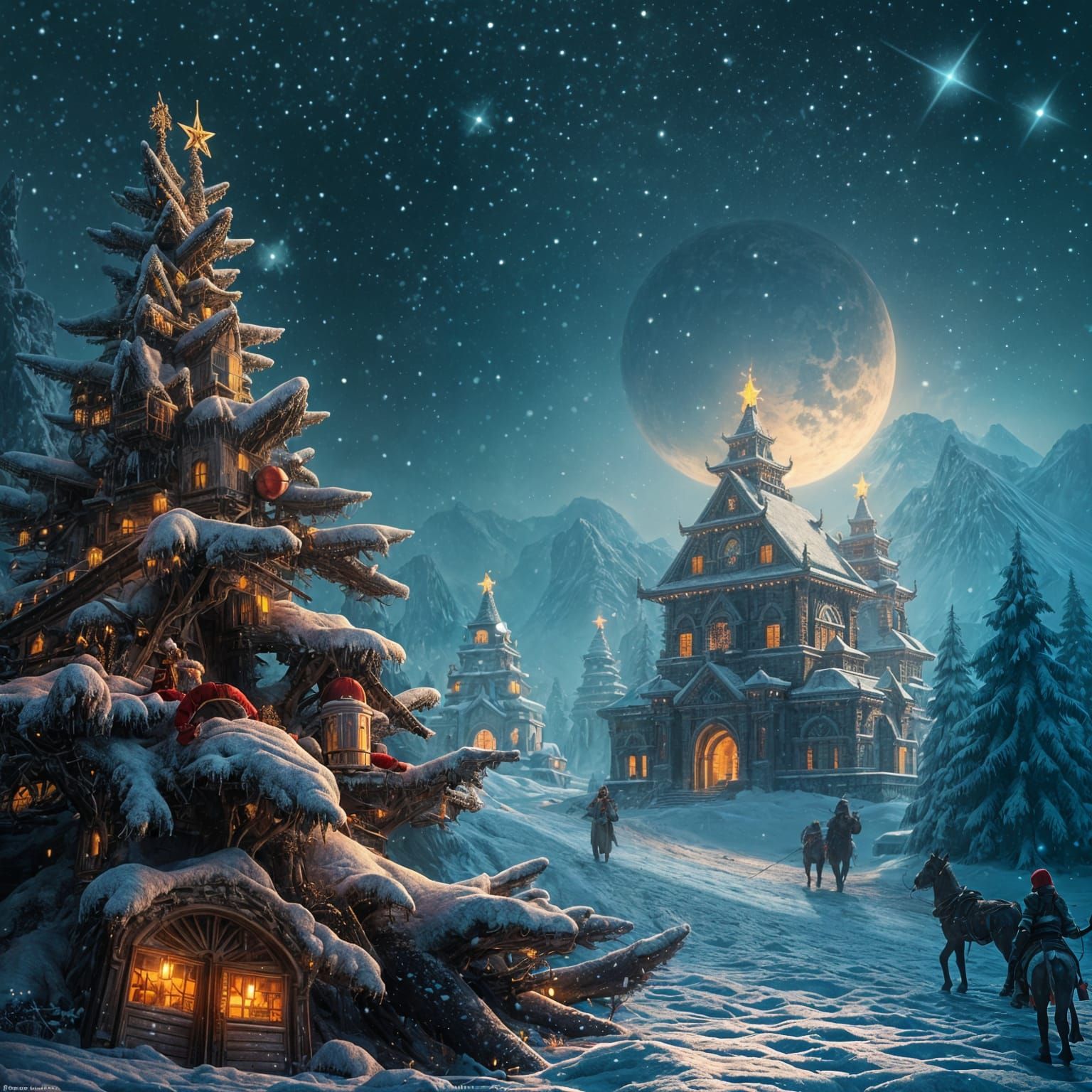 Magical Christmas Dreamscape in Vibrant Colors