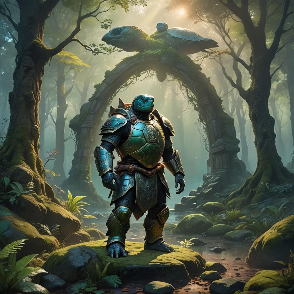 Mystical Turtle Warrior in Misty Forest Portal