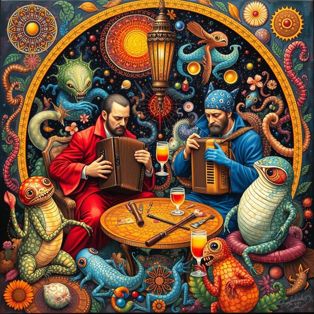 Psychedelic Utopia: Sacred Geometry in Oil Painting Style