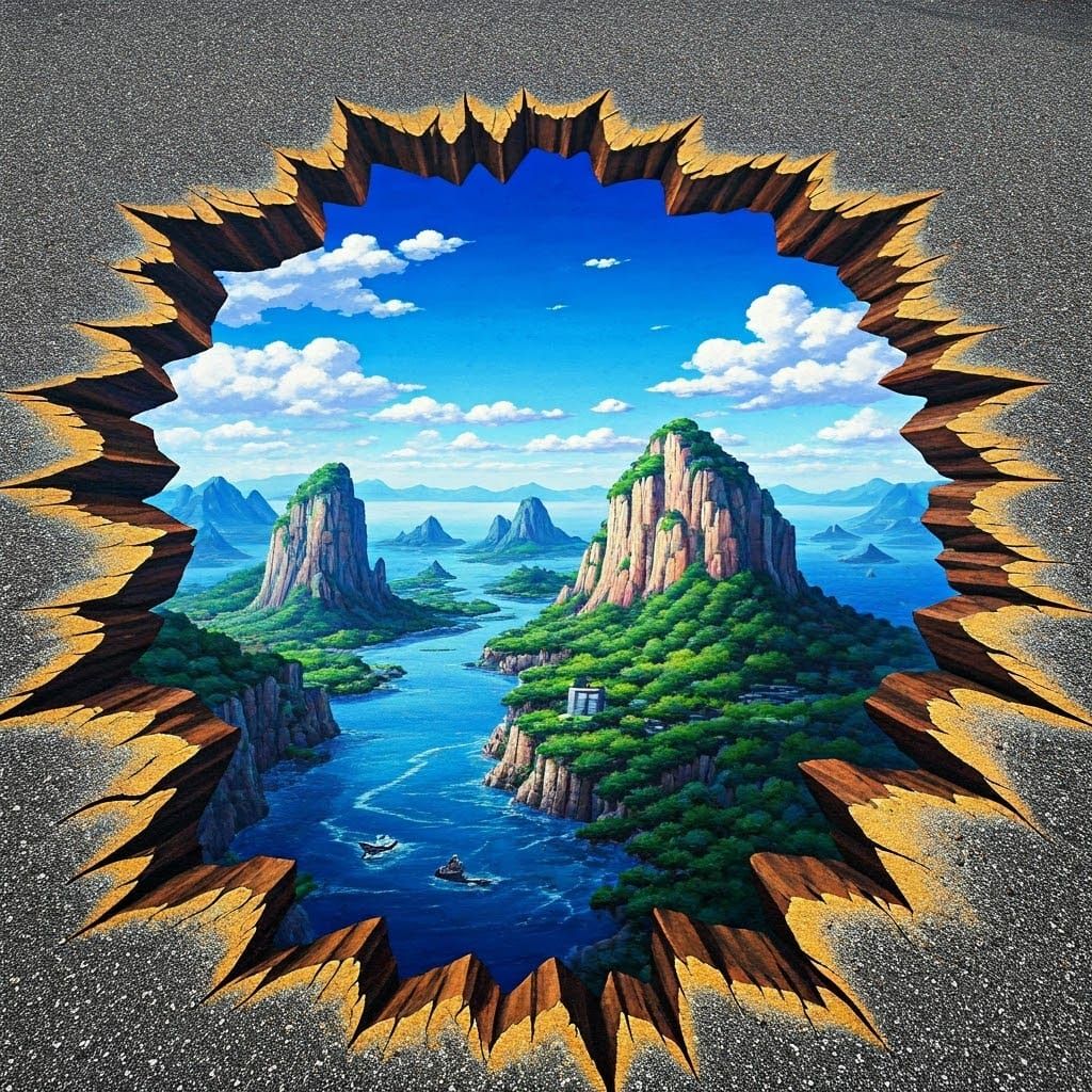 Amazing Anime Optical Illusion Sidewalk Painting