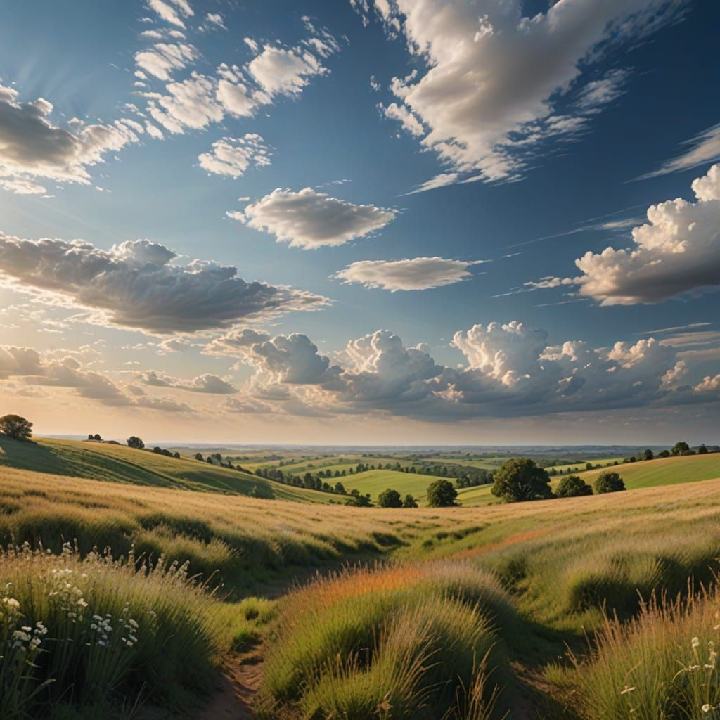 Vibrant Impressionist Landscape with Endless Skies