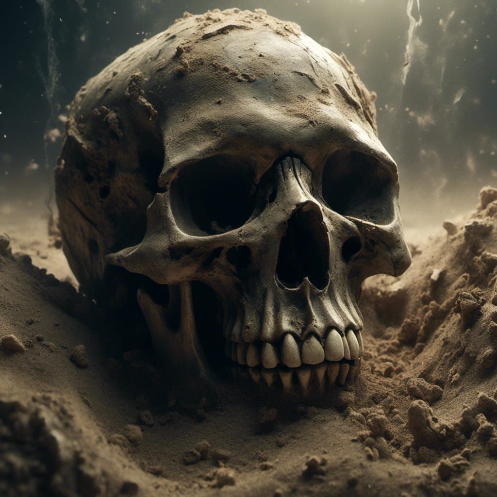 Hourglass Skull in Macabre 3D Rendering