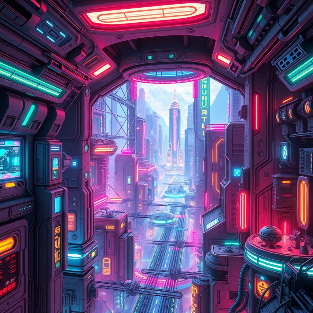 Cyberpunk Metropolis in a Galactic Hub