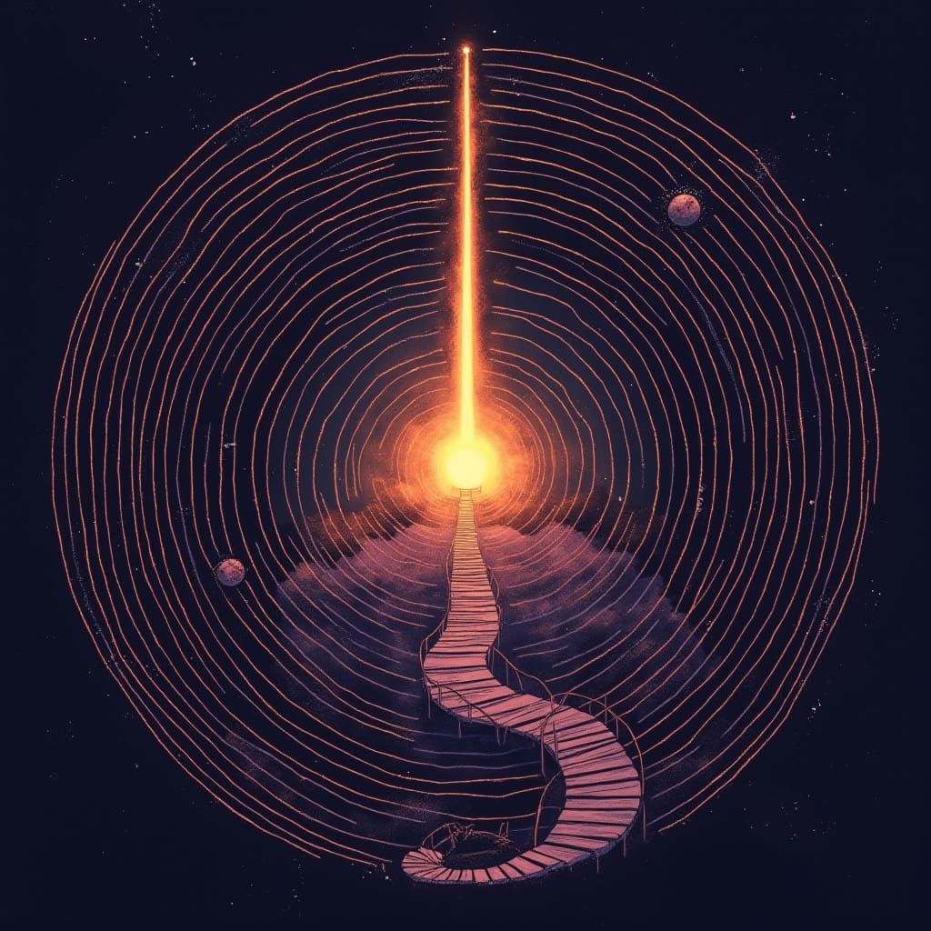 Elegant Labyrinth Logo Concept with Illuminated Center