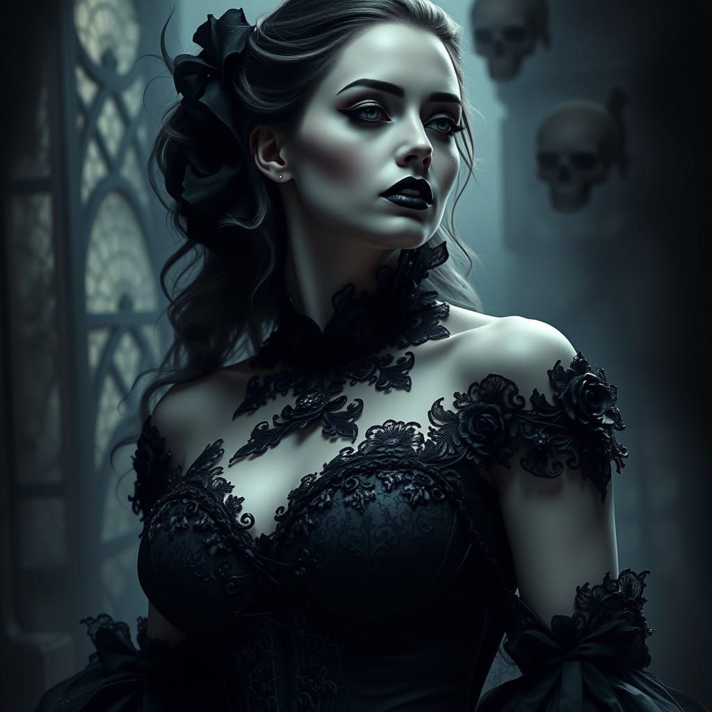 Mysterious Dark Fantasy Beauty in Gothic Corset